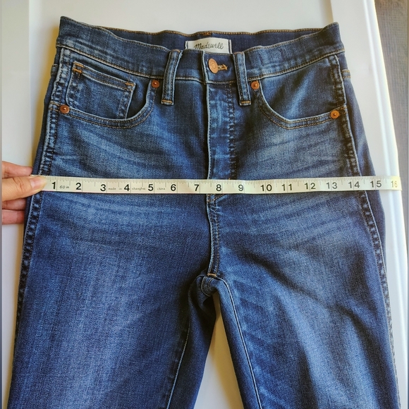 Madewell women's 10" high-rise skinny blue stretch denim jeans sz 26. - Picture 10 of 16